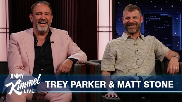 Trey en Matt bij Jimmy Kimmel